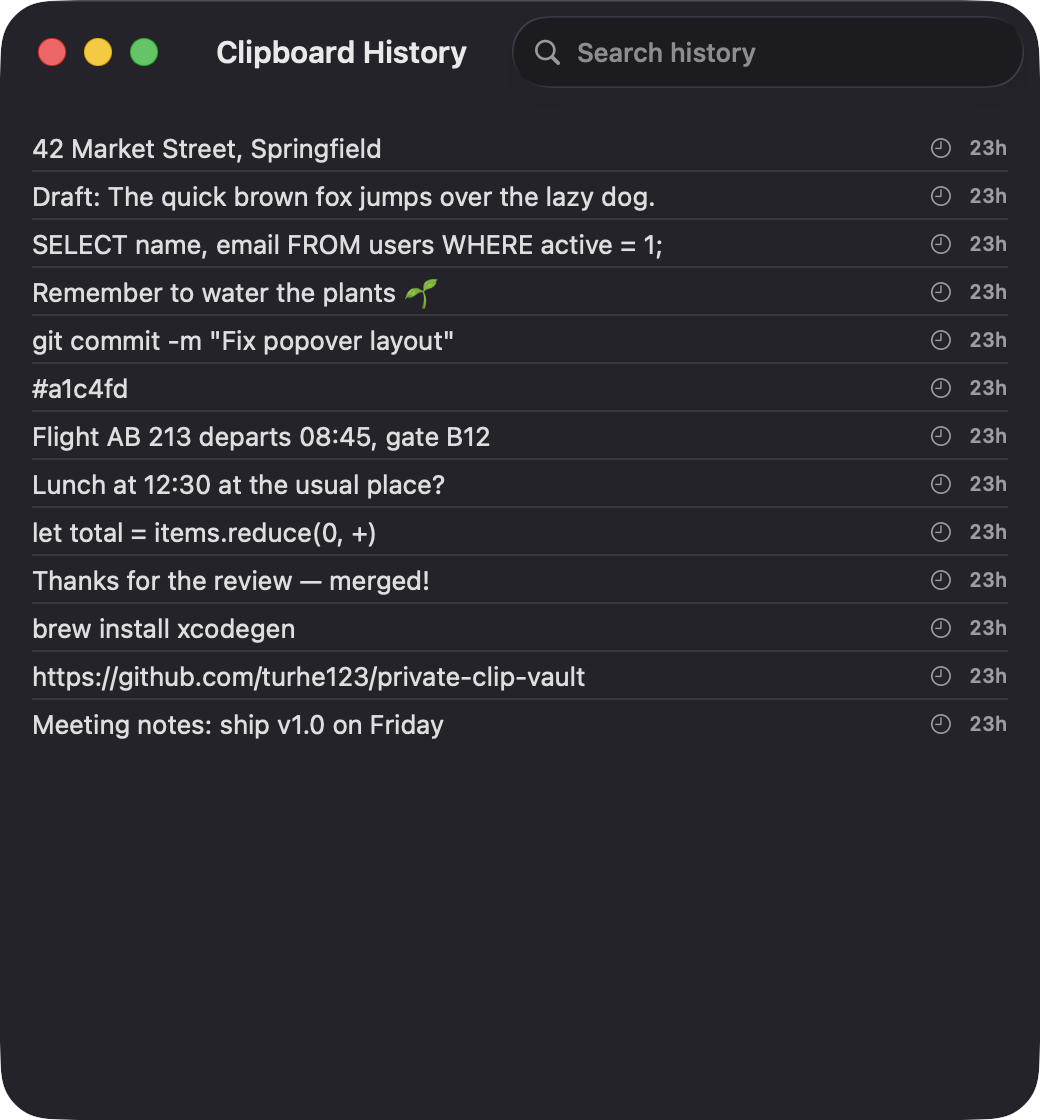 Searchable Clipboard History window