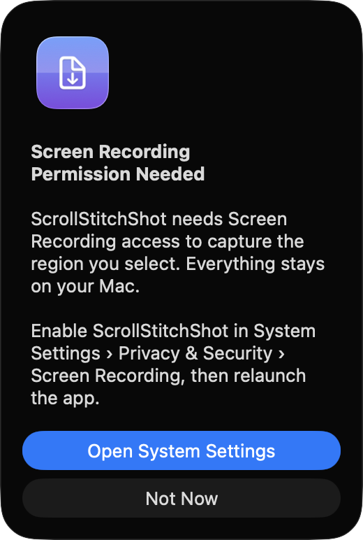 Screen Recording permission prompt
