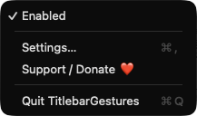 TitlebarGestures menu-bar menu