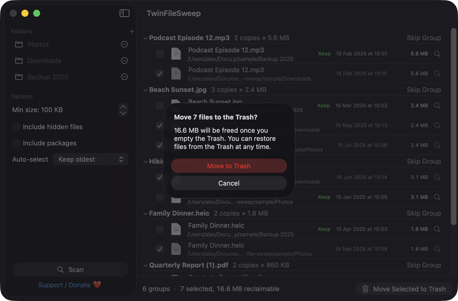 Move to Trash confirmation dialog